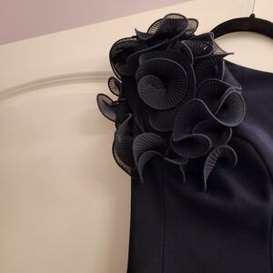 Elegant Navy Gown with Ruffle Detail